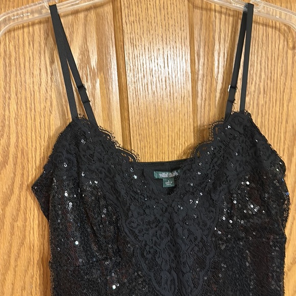 Women's Black Lace Trim Sequin Slip Dress - Wild Fable™- Fully lined - Picture 5 of 12